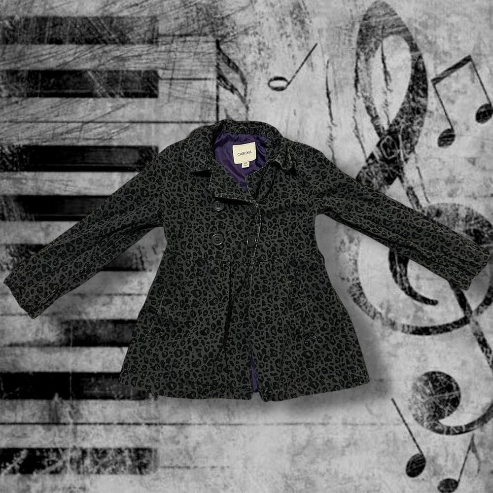 Dark muted grey leopard print structured fit coat
